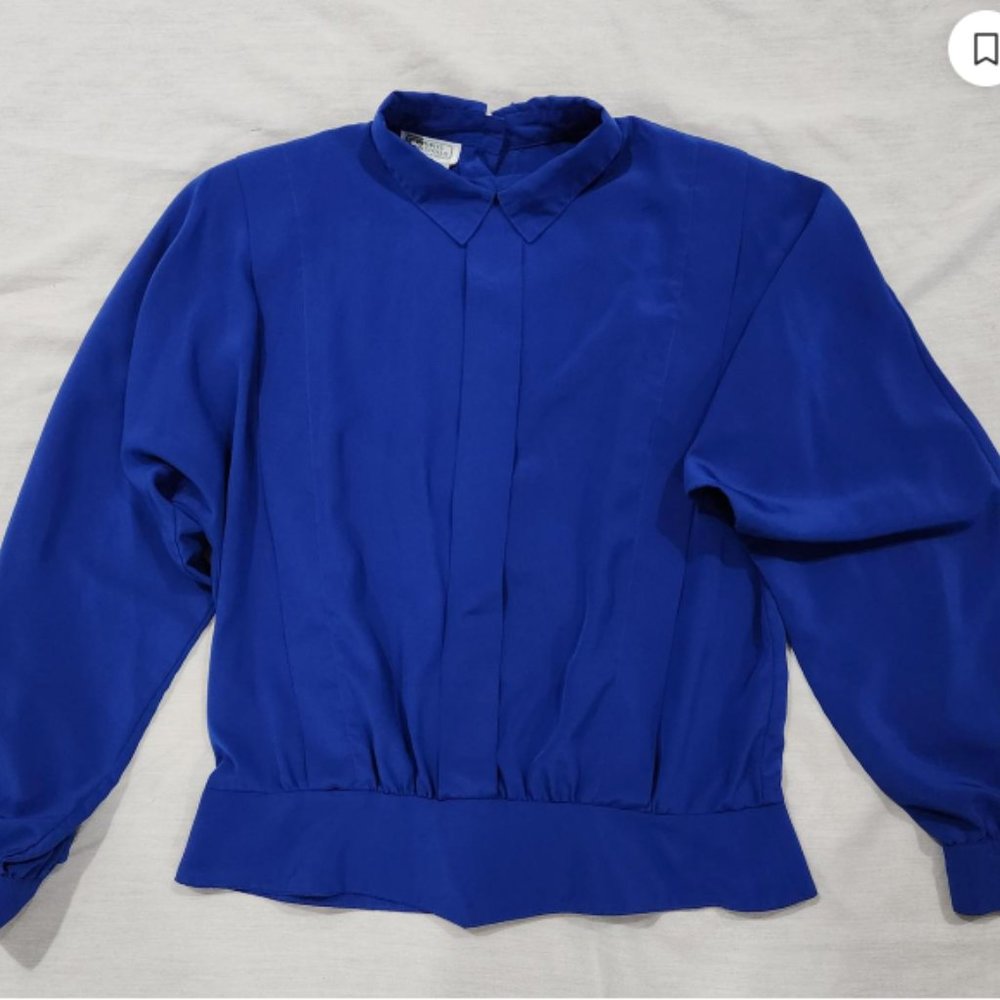 Vintage Campus Casuals of California blouse, royal blue, size M